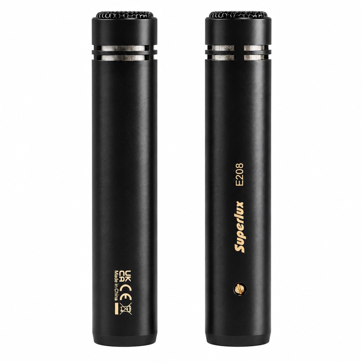 E208 Stereo Condenser Microphone Pair, Cardioid, Black, 2-Pack
