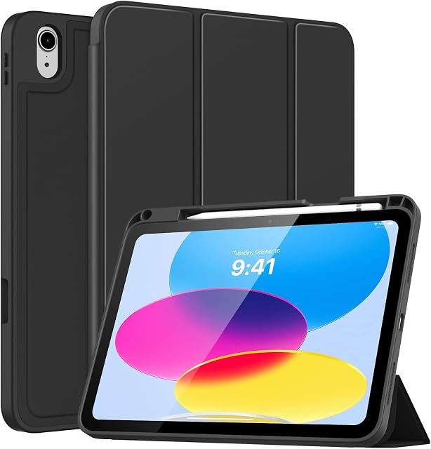 MoKo Case for iPad 10th Generation Case 2022, iPad 10.9 inch Case, Soft TPU Translucent Frosted Back Cover Slim Shell Protective Case with Adjustable Angles, Auto Wake/Sleep, Navy Blue