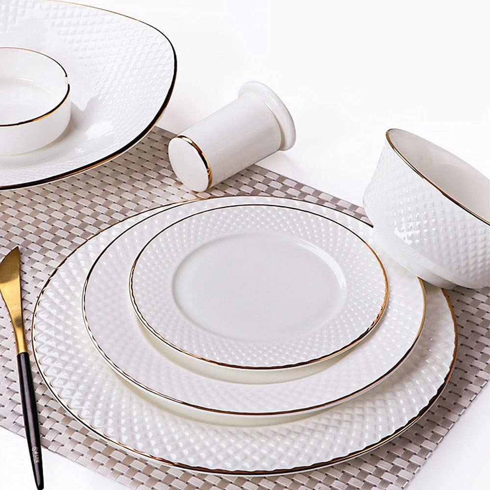 60-częściowy zestaw obiadowy z porcelany kostnej, luksusowy zestaw ceramiczny Phnom Penh, serwis dla 12 osób, prezent domowy, impreza rodzinna