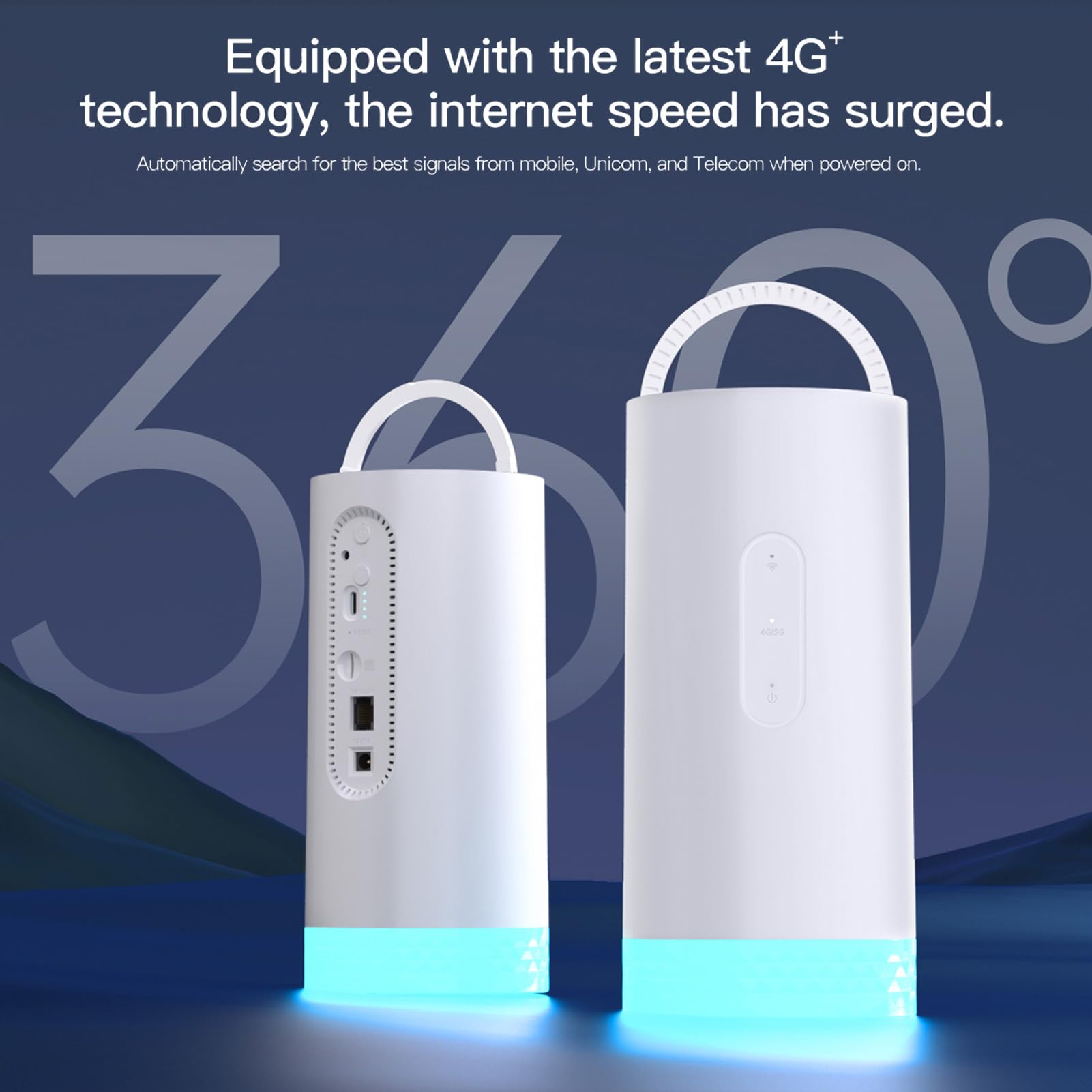 Tnfeeon Routeur Wi-FI, Routeur CPE CAT6, Lumière de Camping Colorée, Point D'accès Wi-FI Portable LTE Extérieur avec Emplacement pour Carte SIM