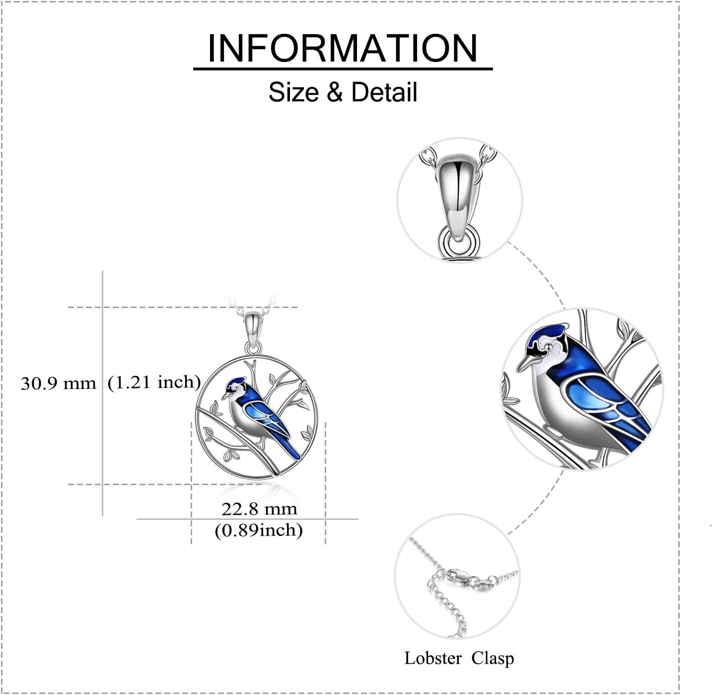 ONEFINITY Bird Love Necklace 925 Sterling Silver Blue Jay Hummingbird Red Cardinal Pendant Necklaces Bird Jewelry for Women Gifts - Image 4