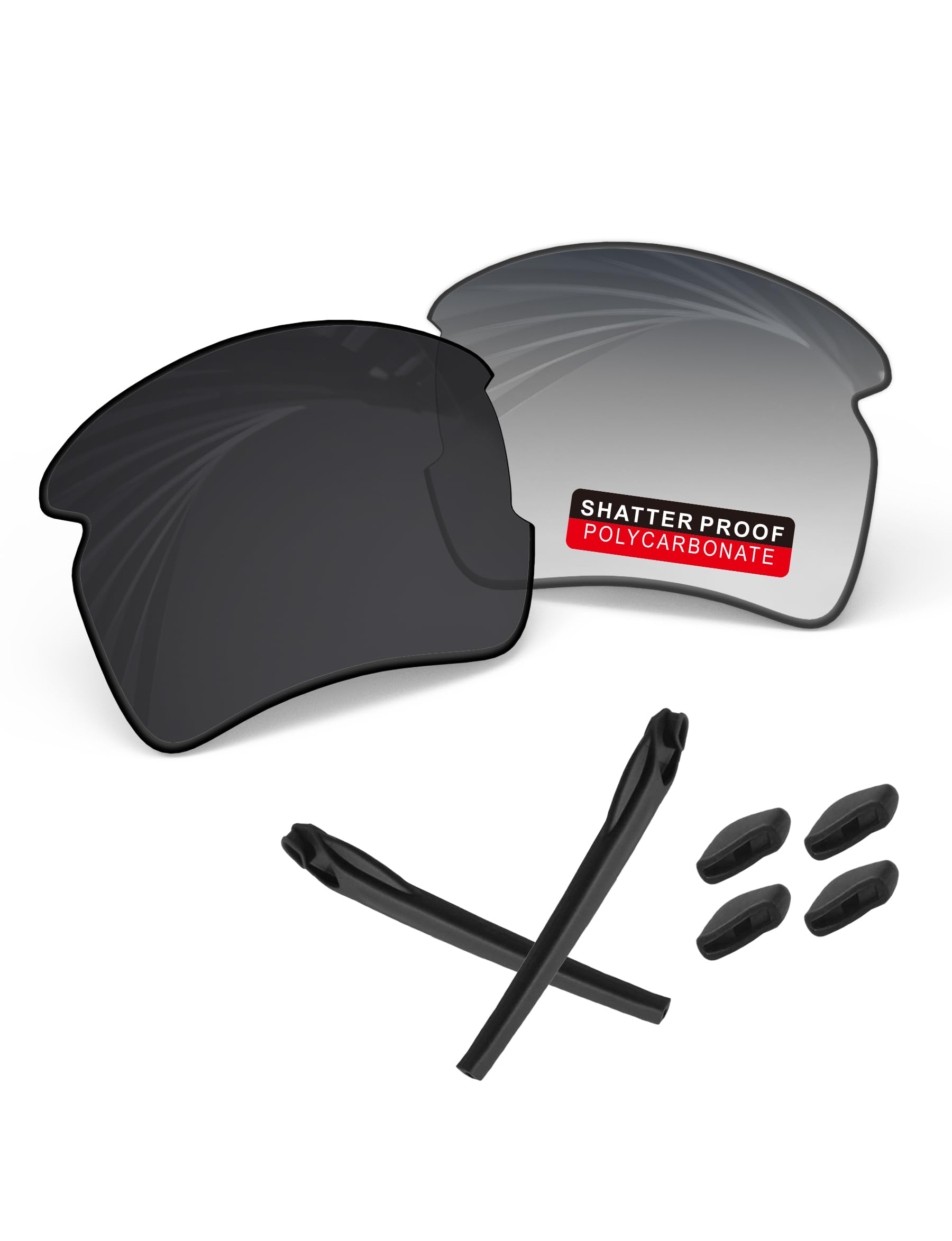 PRO+ Polycarbonate Replacement Lenses &amp; Rubber Kits for Oakley Flak 2.0 Series Sunglass