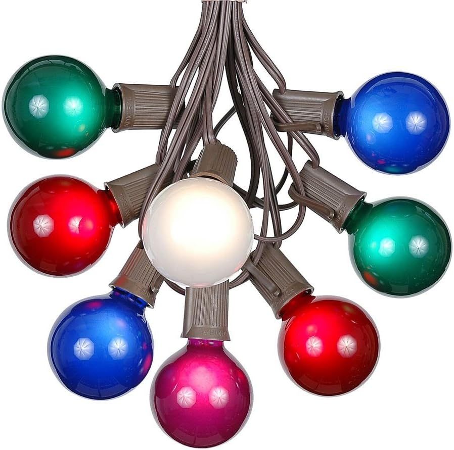 G50 Patio String Lights with 25 Multi Globe Bulbs Outdoor String