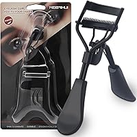 Qivorimith Eyelash Curler for Hooded Eyes with Built-in Comb & 2 Replacement Pads - Lifts, Defines & Separates Lashes