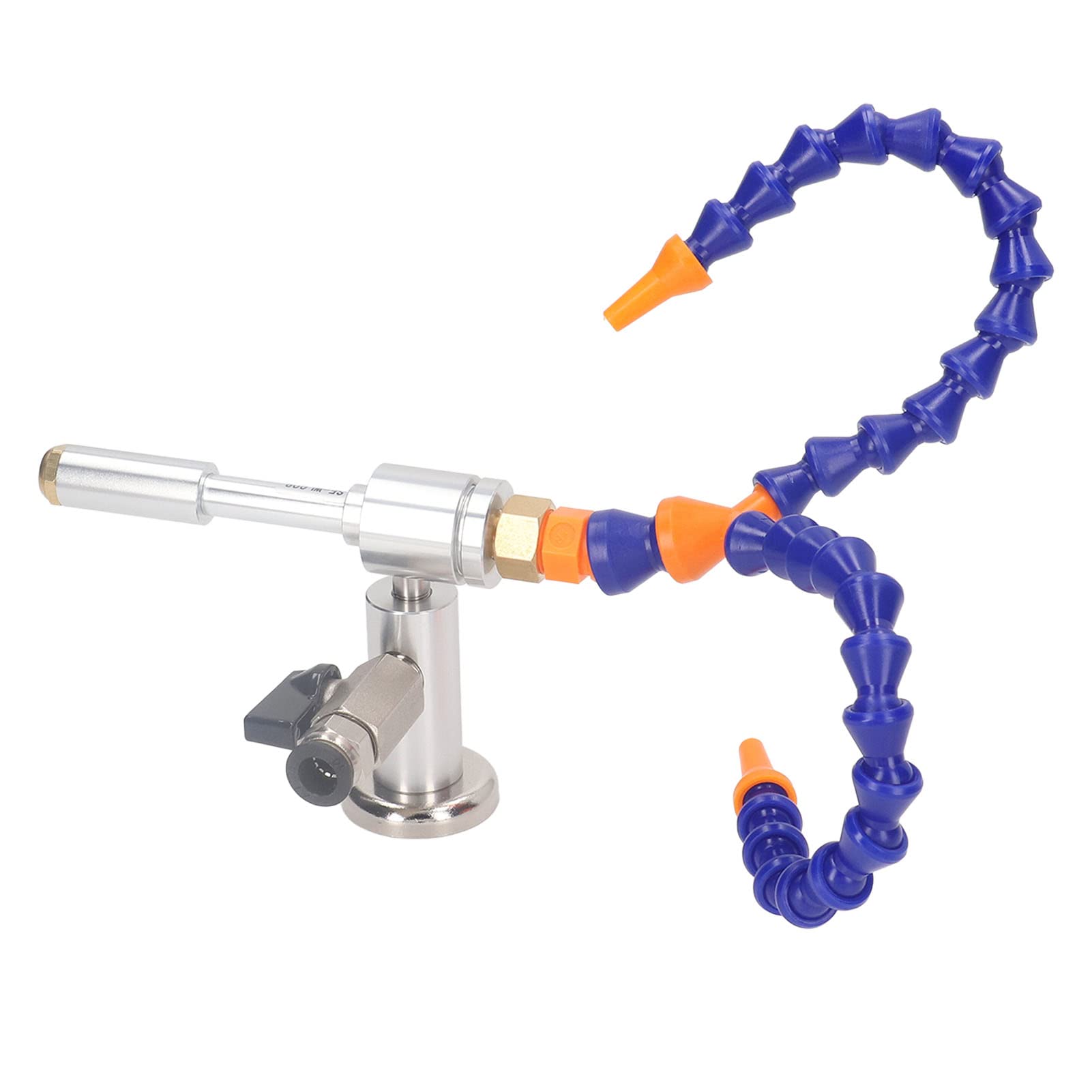 Juego de pistola de enfriamiento de aire frío para procesamiento industrial de metales y madera: incluye tubo flexible de doble extremo, conectores, válvula y base magnética, con
