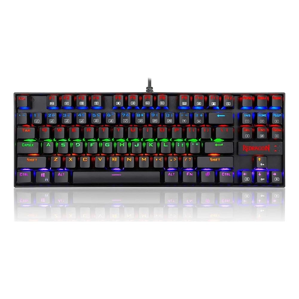 Redragon K552-KR Kumara Red Switch Rainbow TKL TR Q Mekanik Siyah Kablolu Gaming (Oyuncu) Klavye
