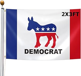 Democrat Party Flag 2x3FT 3 Ply Double Sided Flags Democrat Donkey Flags with Brass Grommets and Vivid Color for Home Yard Festival Outdoor Decor