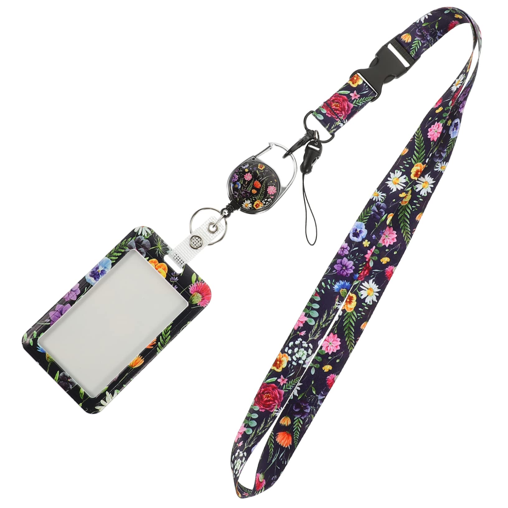 NUOBESTY 3stücke Id Card Holder Mit Lanyard Tragbarer Ausweishalter Mit Transparentem Fenster Für Id-karten Für Büro Schule Und Veranstaltungen Robust Und Langlebig Im Blumenmuster