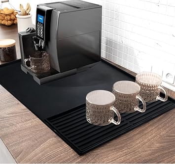 Coffee Bar Mat for Countertop, Emptycolor Heat Resistant Non-Slip Silicone Coffee Maker Station Mat for Counter, Waterproof Espresso Machine Mat