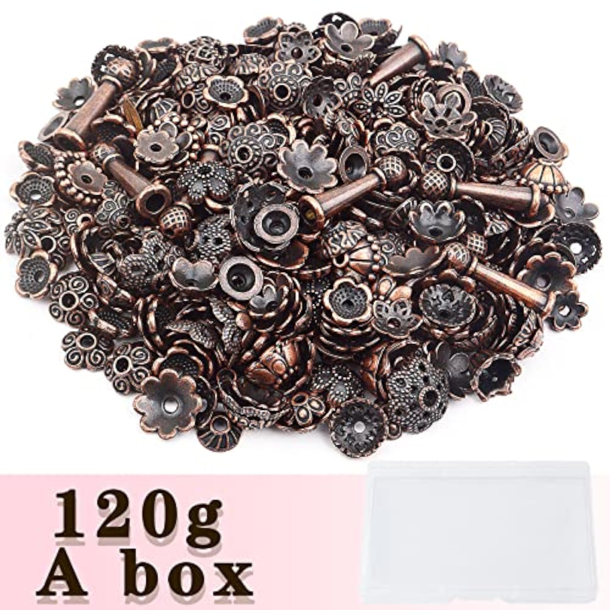 120 Gram Mixed Styles Bead Caps, Tibetan Alloy Flower Caps