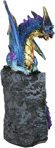 Miniatura 6 de Ebros Gift Fantasía meteorito iridiscente Dragon Guarding Quartz Faux Geoda Crystal Cavern Rock Figurine Colección Mediana Calabozos Dragones Acento