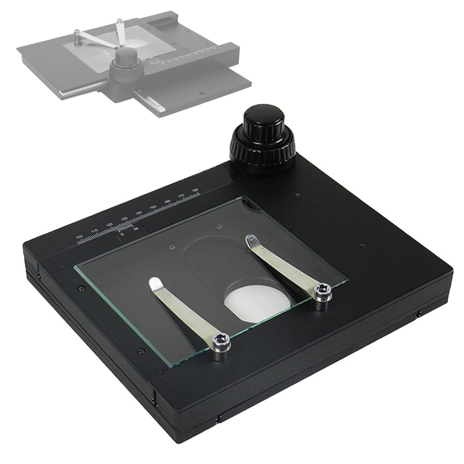 Eiwitany Manual XY Microscope Moving Stage, 60×55mm Travel with Scale Accuracy, Square Sliding Platform for Stereo Microscope Zoom Inspection (Square)