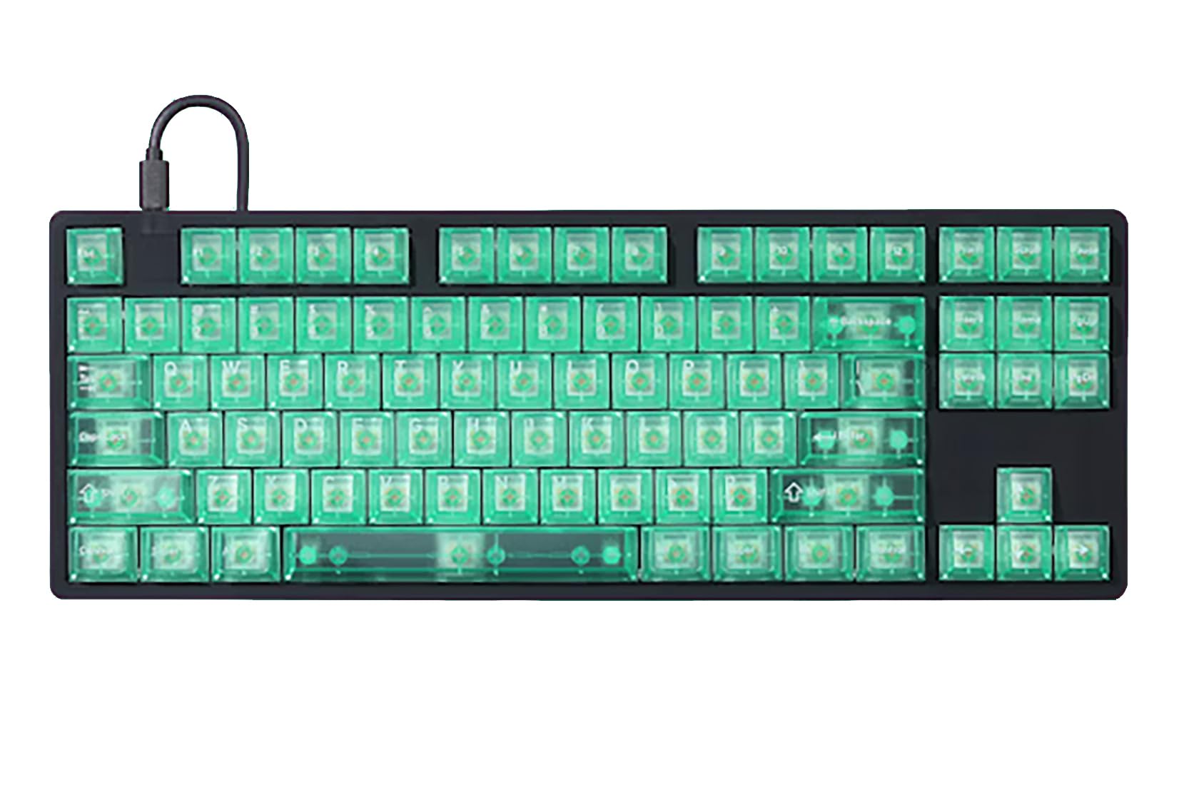 DROP + MiTo Keysterine Transparent ABS Keycap Set R2 - Peppermint - 60%, 65%, 75%, TKL, WKL, 1800, 96-Key, Full-Size and More Cherry MX Style Keyboard Compatibility