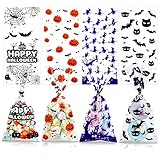 GWHOLE ハロウィン 袋 ラッピング お菓子 100枚セット ハロウィン仕様 コウモリ カボチャ 黒い猫 クモの巣 魔女 ハロウィンキャラクター 4柄 27x13cm