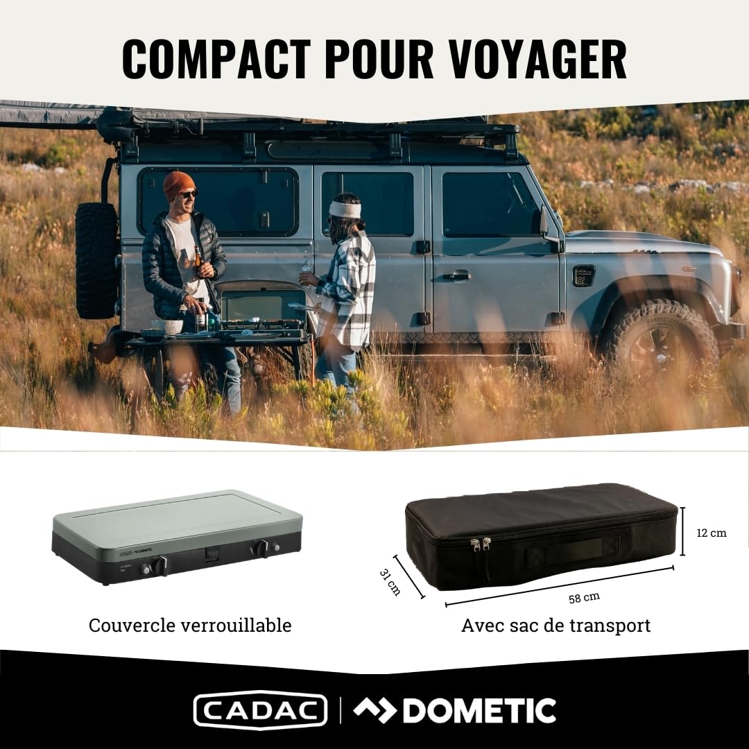 CADAC 2-Cook 3 Pro Deluxe 30mBar - Gril de table pour usage extérieur - Comprend un sac de rangement - Raclette - Noir - Vert - Barbecue