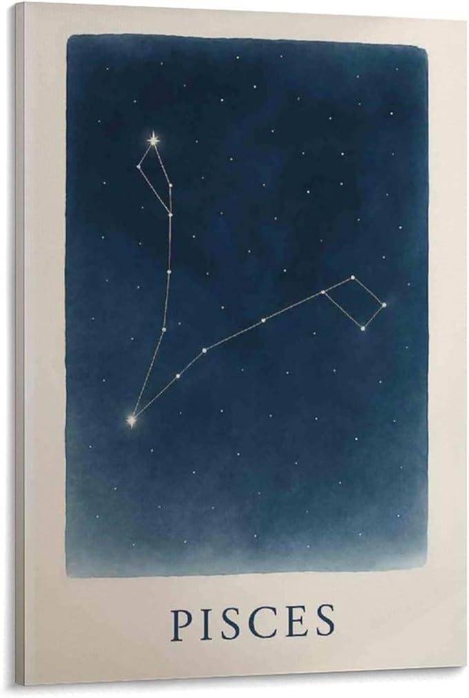 Constellation Celestial Zodiac Astrology Poster Pisces Wall Art Picture Painting Poster Canvas Print Posters Artworks Bedroom Living Room Decor 12x18inch(30x45cm)