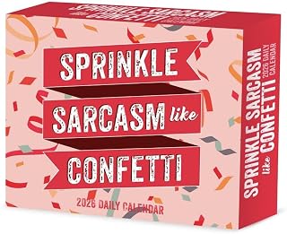 Willow Creek Press, Spread Sarcasm Like Confetti 2026 Desk Calendar, 6.18'' X 5.43'', Daily Calendar with Adhesive Binding