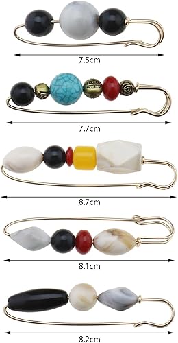 Miniatura 4 de ECSiNG 5 broches de cuentas vintage grandes de seguridad para suéter, camisas, falda, vestido, sombrero, bufanda, bolsa, accesorio de disfraz para