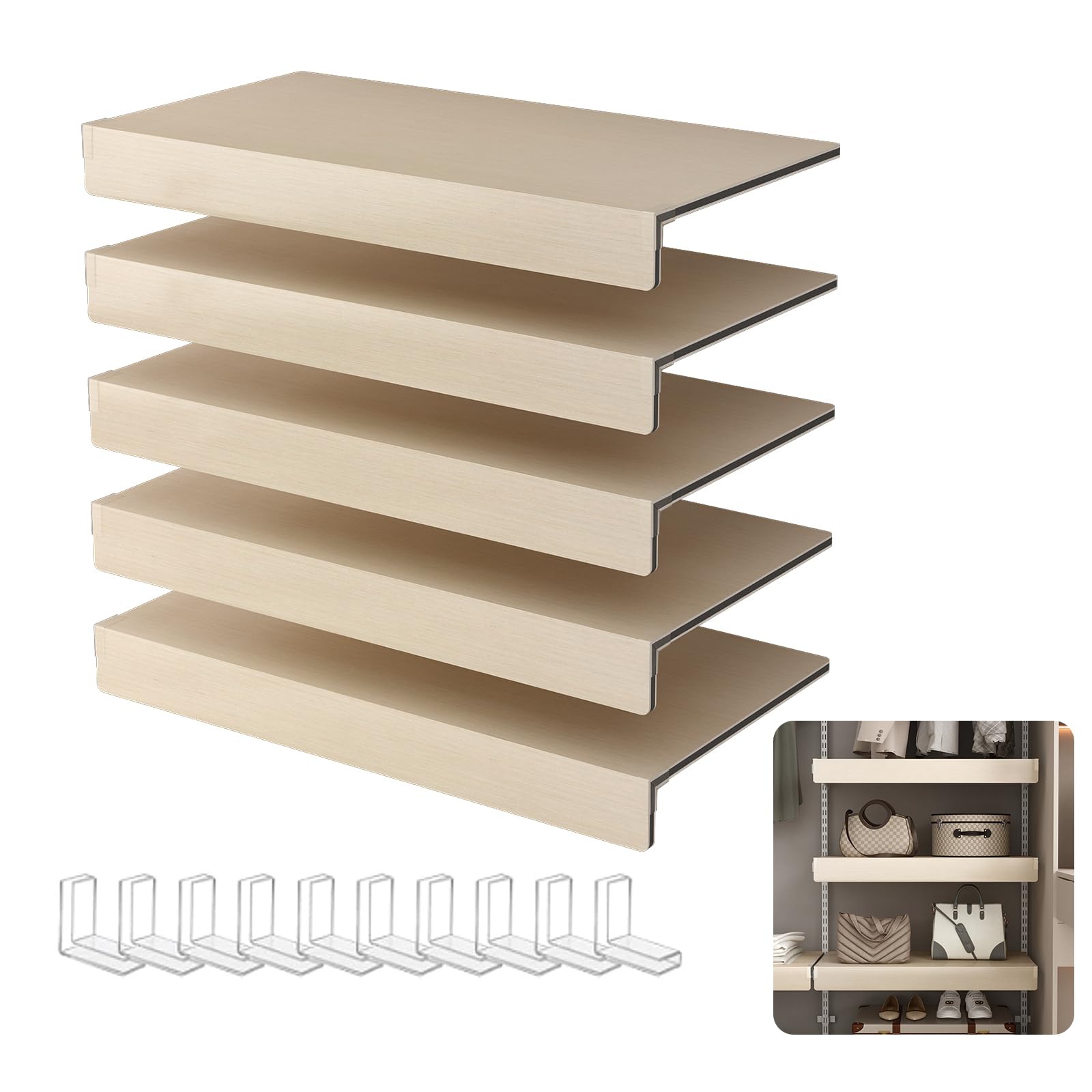 5 pcs wire shelf covers 30"w x 16"d pvc wire rack covers with wood grain texture removable decorative shelf covers for pantry closet cabinet kitchen shelving decoration brown color non-wood material (brown color)