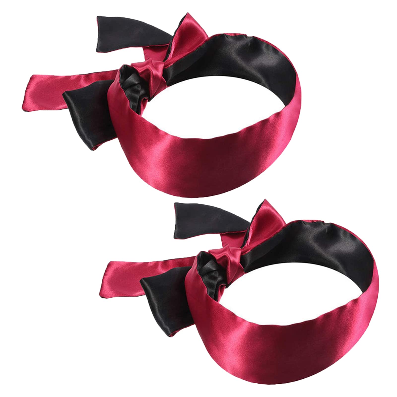 2 Pezzi Maschera di Sonno in Raso Copri Occhi Mascherina per Occhi per Donna e Uomo, Benda Occhi per Viaggio e Dormire - Nero/Rosso