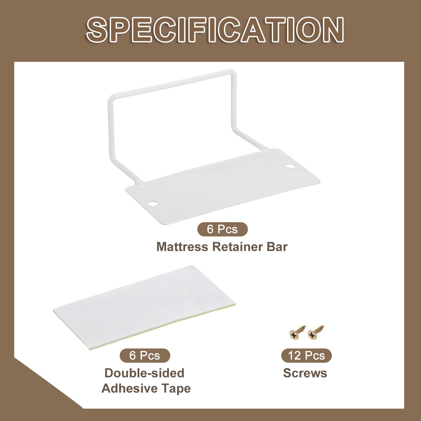 QUARKZMAN 6 Stück Matratzenrutschstopp, Matratzenhalterung Riegel Matratzenhalter rutschfeste Matratzenstopper zur Verhinderung des Verrutschens 4,7"L x 3,7"B x 2", Weiß