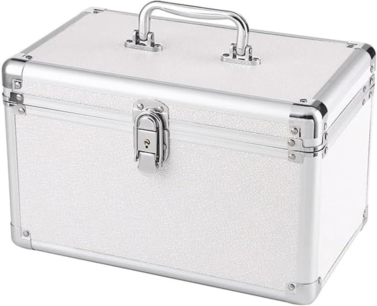 Aluminum Alloy Toolbox Beautician Makeup Box Foot Bath Technician Toolbox Portable Large Capacity Storage Box (White)