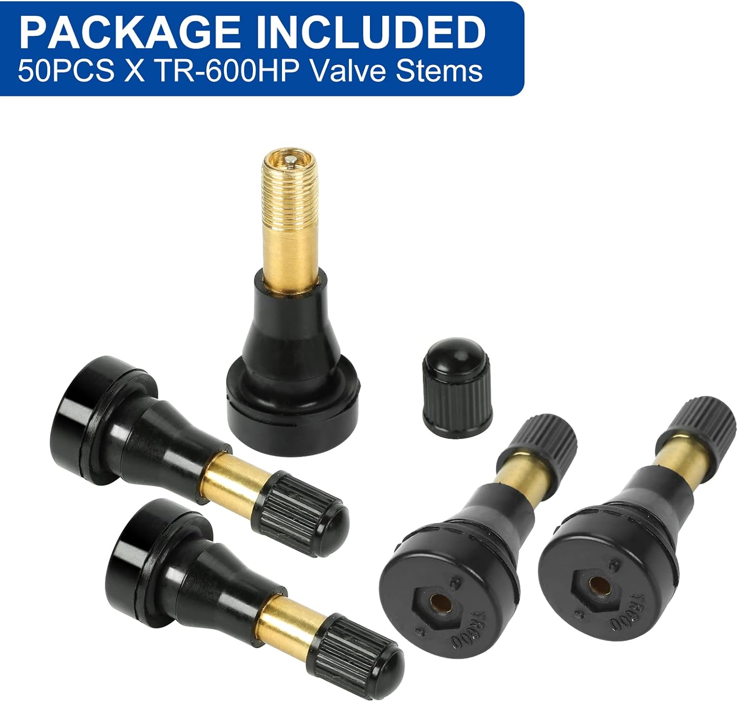 BLACKHORSE-RACING 50PCS TR-600HP Snap-in High Pressure Tire Wheel Valve Stems 1-1/4" Kit for Most Car Auto Tires
