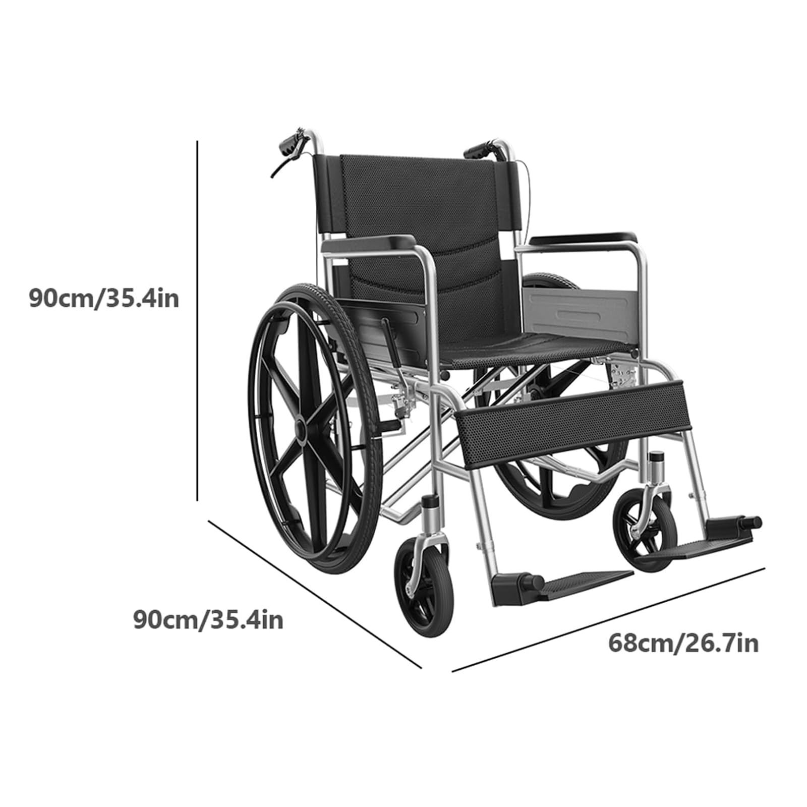 Rieort Sillas de Ruedas portátiles con Carga de Acero al Carbono, Silla de Ruedas Manual de 200lb con Frenos de Mano, Pedal Ajustable, Silla de Ruedas Plegable para Adultos