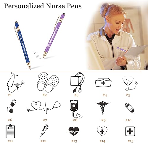 Miniatura 2 de Bolígrafos de enfermera, divertidos bolígrafos personalizados para el trabajo, bolígrafo de tinta negra, regalo para compañeros de trabajo, médicos,