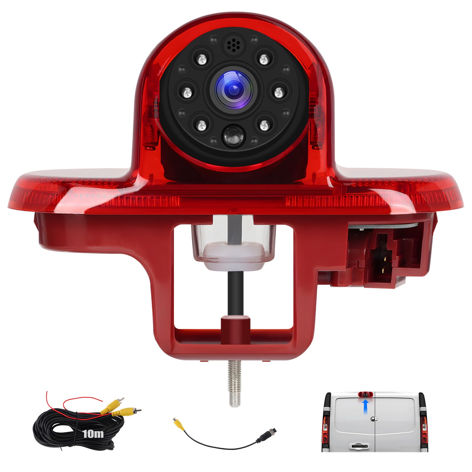 CAMECHO Caméra de Recul HD Vision Nocturne Caméra étanche IP67 pour Renault Combo 2001-2011 Renault Trafic & Vauxhall Vivaro 2001-2014, Feu Stop Caméra avec Grand Angle 140°, 12V