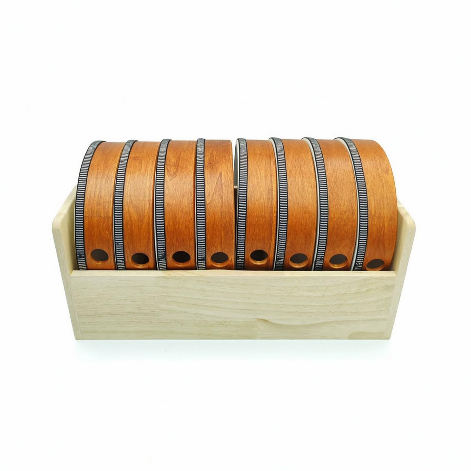 Tamburo con Supporto in Legno Portatile Tamburello Rotondo Didattico Tamburello di Legno per Asilo