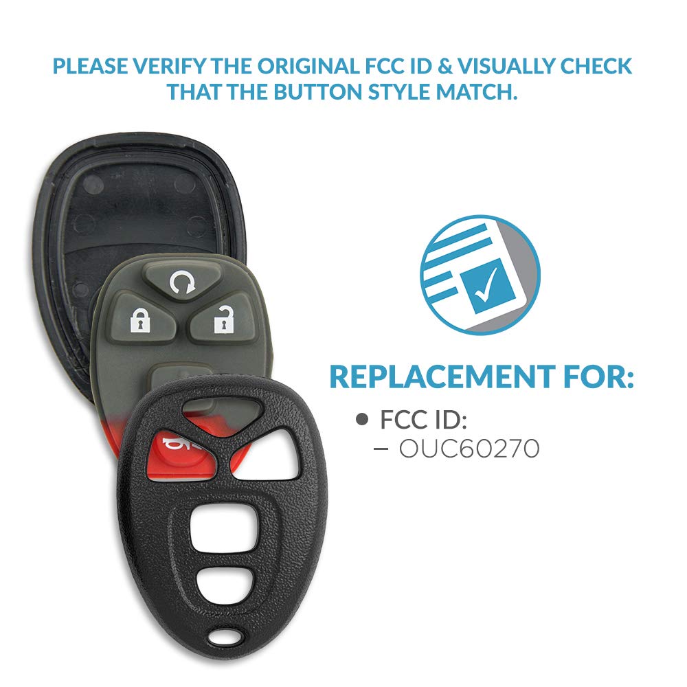 keyless2go nueva carcasa de repuesto y Pad de 5 botones para mando a distancia llavero con FCC ouc60270 – Carcasa sólo (2 unidades)