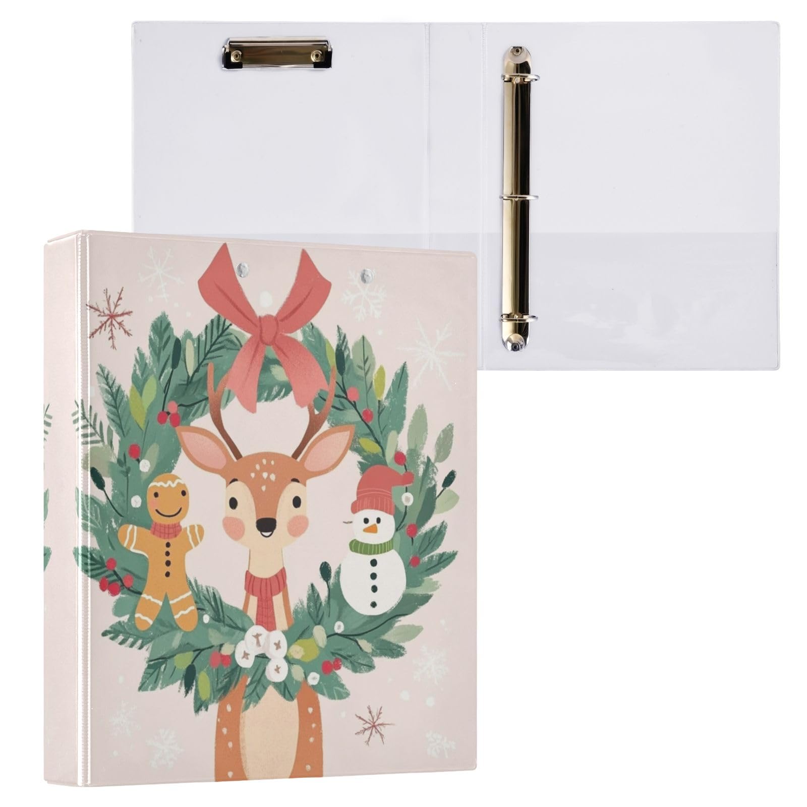 Christma - Raccoglitore a 3 anelli, 3,8 cm, rotondo, contiene 200 fogli con 3 tasche interne in PVC trasparente, per scuola e ufficio