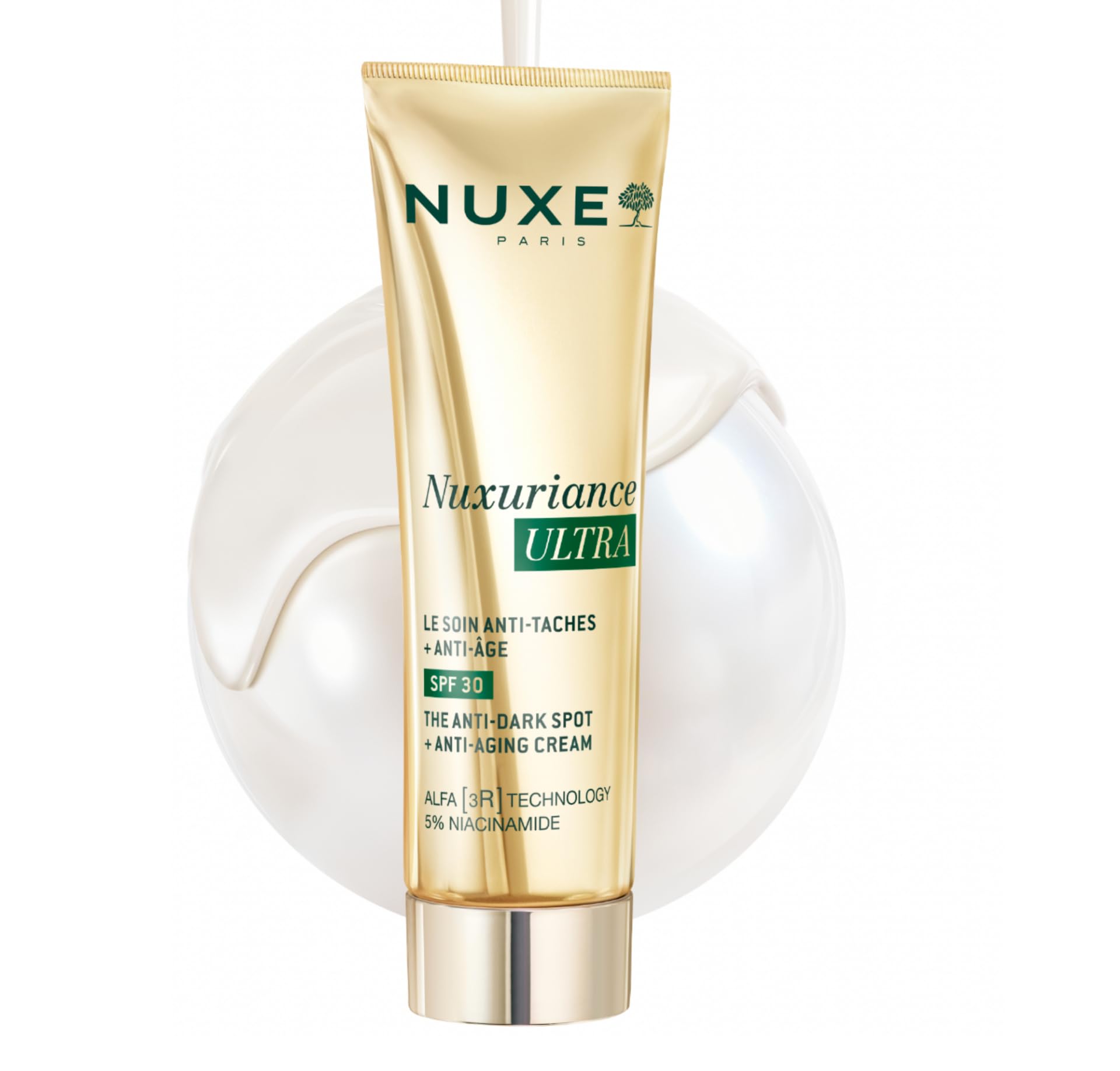 Nuxe Nuxuriance Ultra Crema antimanchas y antienvejecimiento SPF30 50 ml, hidratante de triple acción para piel madura, se dirige a manchas oscuras, arrugas y pérdida de firmeza, crema facial