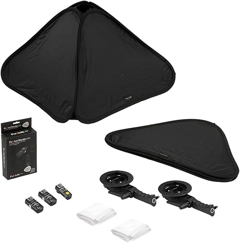 Miniatura 1 de Fotodiox Softbox plegable de 32 x 32 pulgadas, kit de flash 2X con disparadores remotos para Nikon - Dos softboxes plegables y soportes de luz