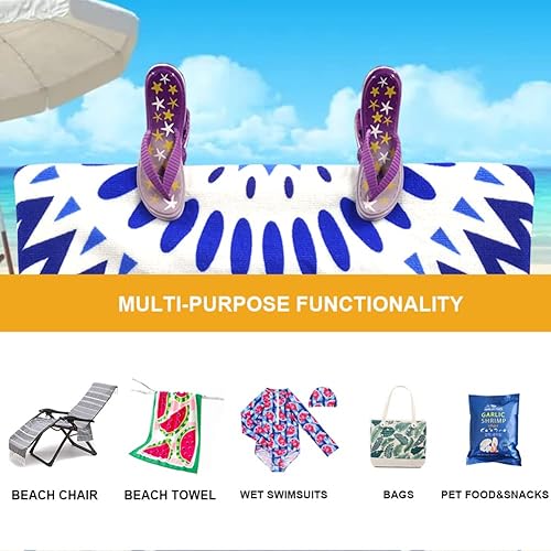 Miniatura 7 de Kirmoo Juego de 2 clips de toalla de playa para playa, piscina y sillas de crucero, pasadores de ropa de plástico, soportes para toallas de playa,