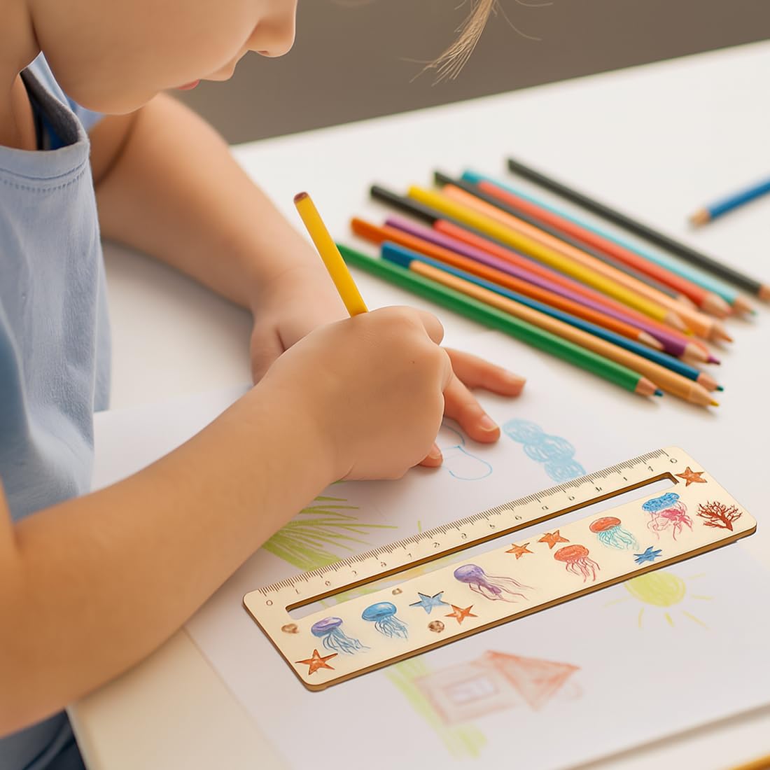 JEYORZY Righello per Lettura Bambini 18 cm Legno Strumento Assistenza Lettura Personalizzato Regali Ingresso Medusa