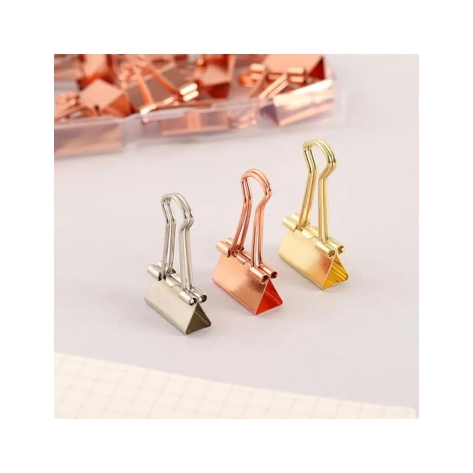 Foldback Klammern 100 Stück kleine Metall-Papierklammern | Mini-Binderklammern, niedliche Büroklammern for Bürobedarf, dekorative Binderklammern(Golden)