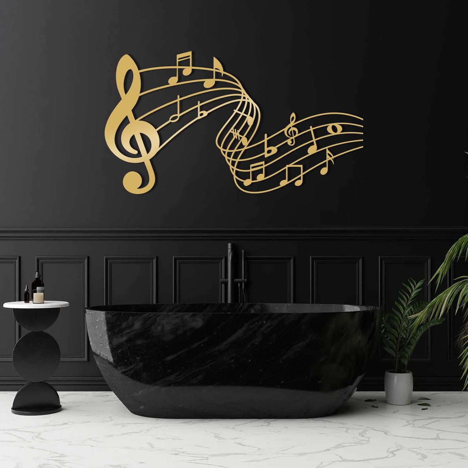 YDONVTI Music Notes Metal Wall Decor, Metal Wall Decor, Music Wall Art, Musical Wall Hanging, Minimalist Modern Home Art, Wall Decoration Living Room, Gift for Musician (Gold, 30"x17"/76x42cm)