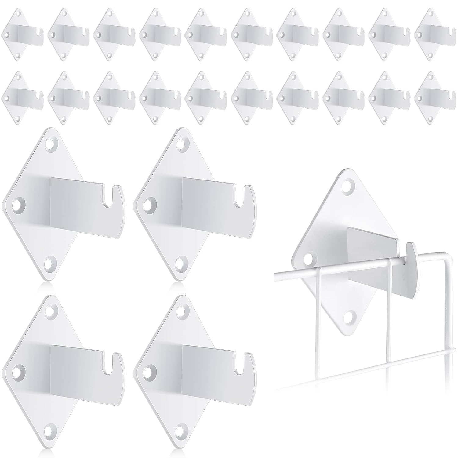 Sieral 24 Pcs Gridwall Mount Brackets Bulk for Grid Panels Gridwall Brackets for Clothing Store Cloakroom Display Wall Organization (White) Sieral 24 Pcs Gridwall Mount Brackets Bulk for Grid Panels Gridwall Brackets for Clothing Store Cloakroom Display Wall Organization (White)