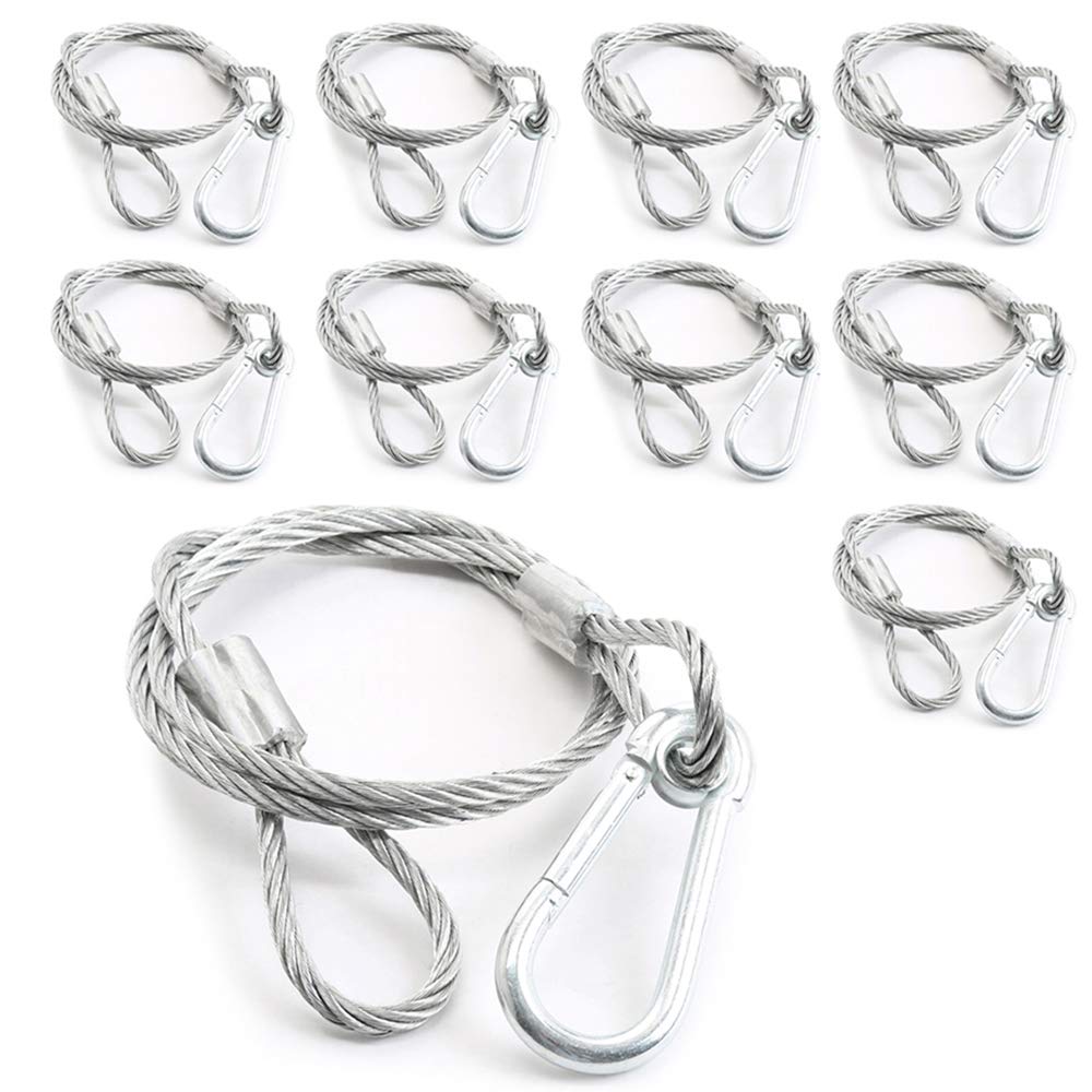 8x BeamZ SAF20 Safety Cables For Lighting - 60cm Steel Security Wires, 10kg Load Each, For DJ/Stage