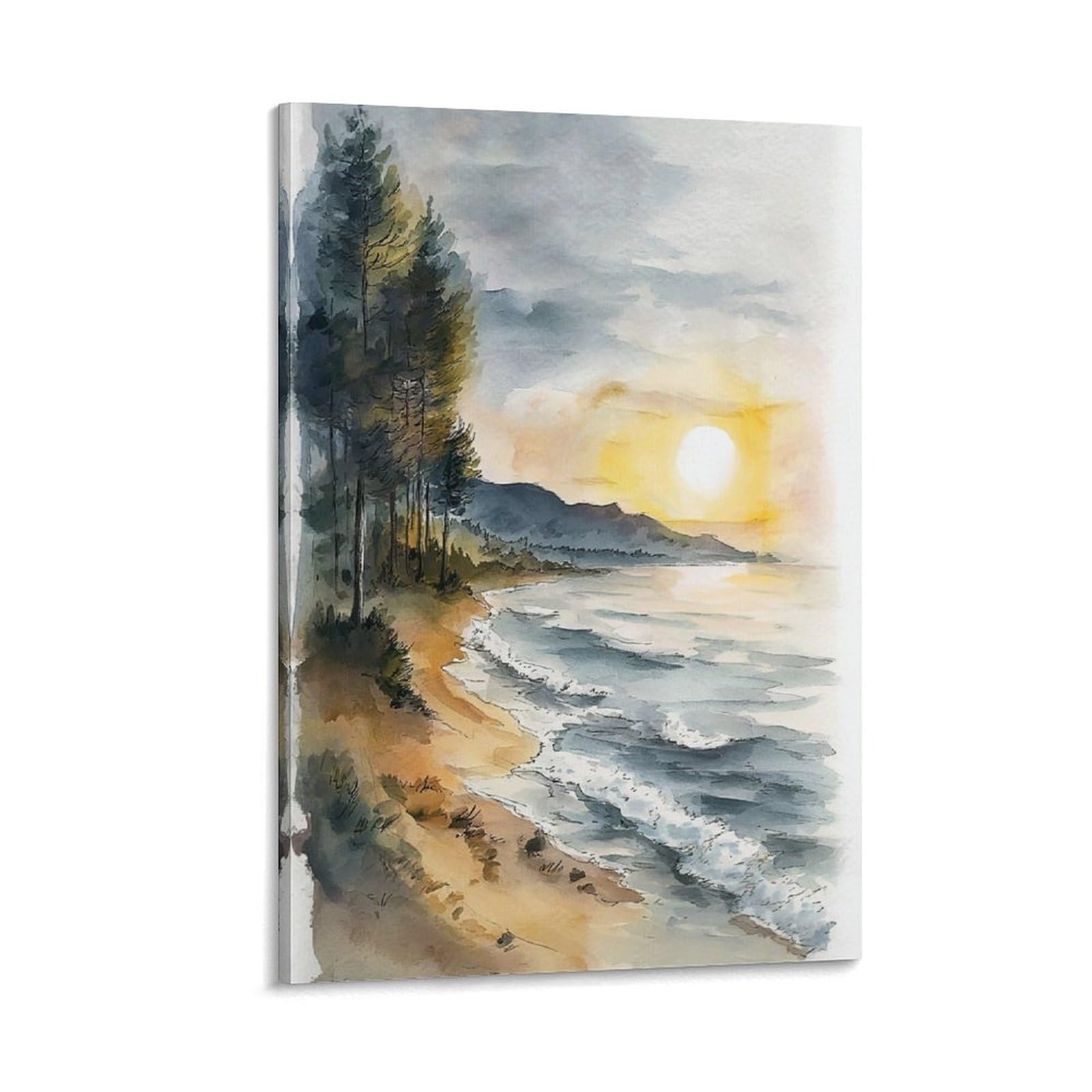 XWYMXZ Lake Michigan 20x30inch(50x75cm) Vintage Travel Poster Watercolor Canvas Art