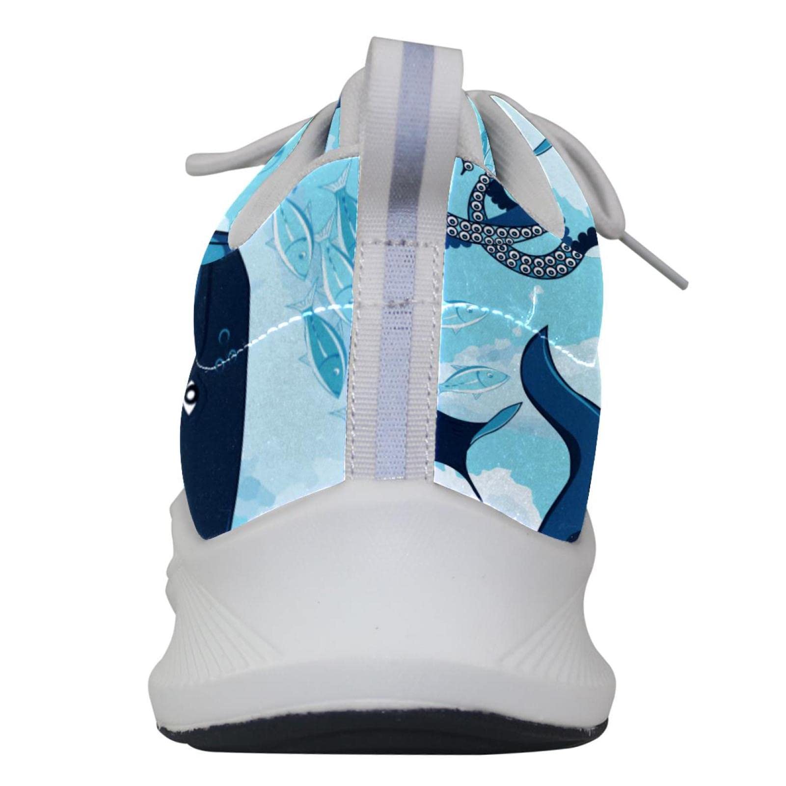 Scarpe da ginnastica uomo personalizzate Scarpe da passeggio leggere Running Sneakers Casual Atletiche Ocean Shark Blue Octopus, Multicolore, 42 EU