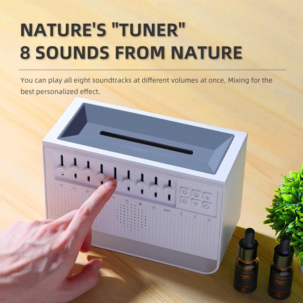 Altoparlante Bluetooth con 8 Tipi di Rumore Bianca, Musica per Dormire, 200 Ml, Aromaterapia, Umidificatore, Simulazione, Luce Notturna