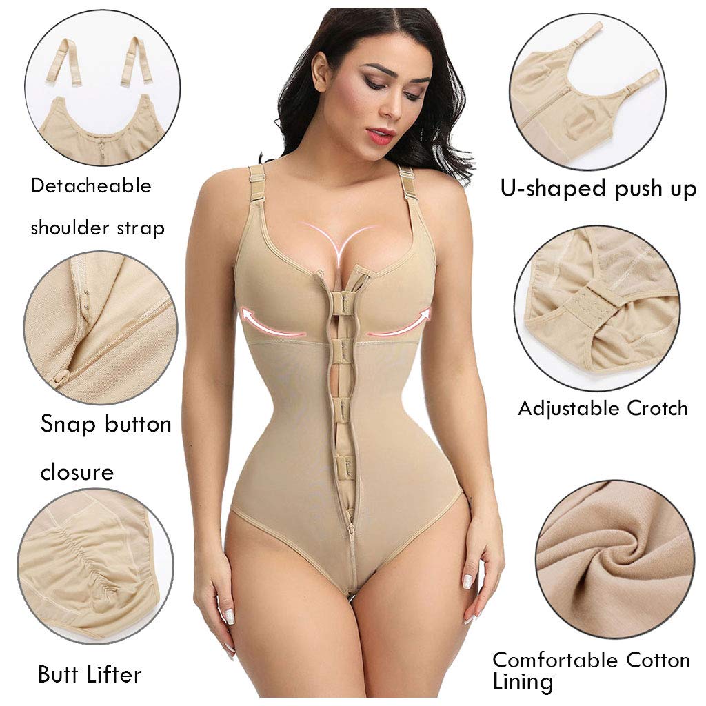 Frauen-Unterwäsche Abnimmt Bodysuit Body Shaper Taille Shaper Formwäsche Postpartale Erholung Abnehmen Mit Reißverschluss Und Haken-Korsett