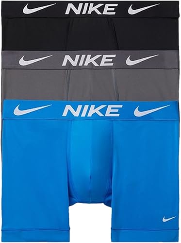 Nike Paquete de 3 calzoncillos Essential Micro Boxer para hombre, negrogrisazul, talla M