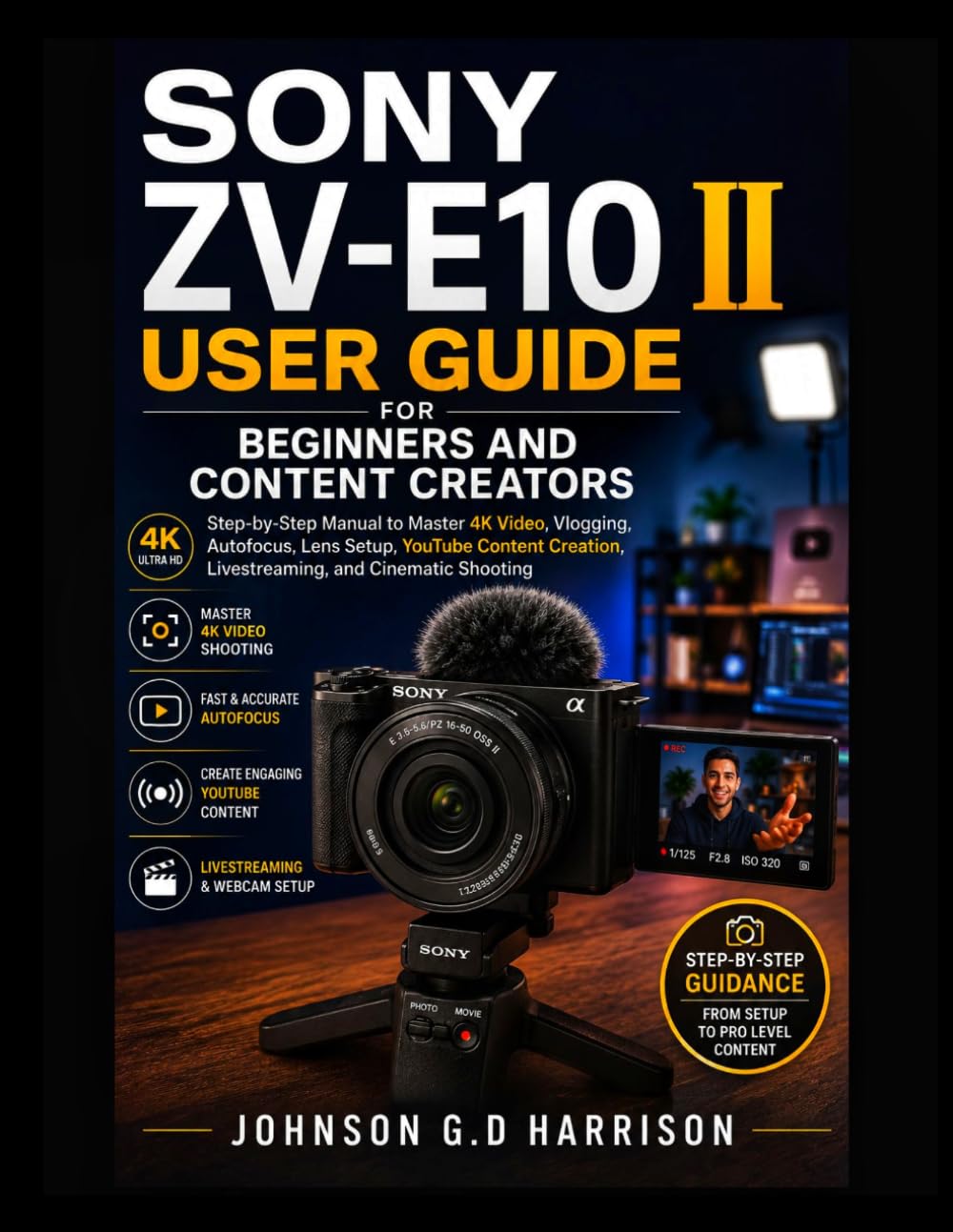 SONY ZV-E10 II USER GUIDE FOR BEGINNERS AND CONTENT CREATORS: Step-by-Step Manual to Master 4K Video, Vlogging, Autofocus, Lens Setup, YouTube Content Creation, Livestreaming, and Cinematic Shooting
