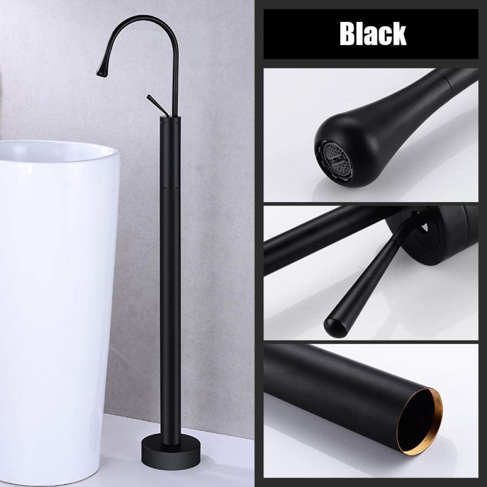 DFGHNBVC Bathroom Tub Faucet Floor Mounted Tub Filler Black Brass Shower Swivel Spout Shower Fitting