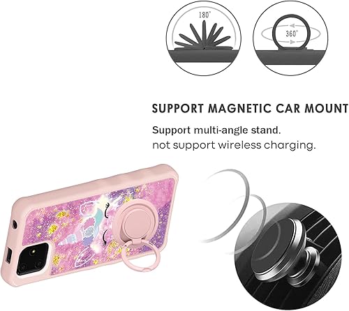 Miniatura 23 de Cricket Debut S2 - Funda compatible con AT&T Calypso 4 U380AC U380AA con protector de pantalla de vidrio templado, soporte de anillo, purpurina