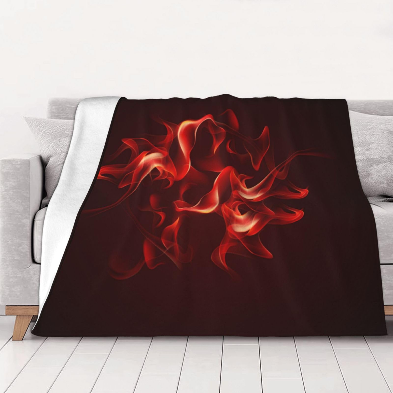 Couverture en flanelle flamme rouge 125x100 cm douce pour canapé et lit